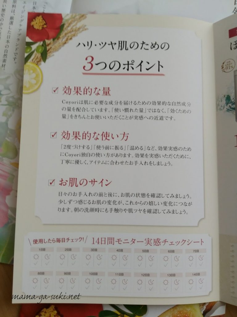 coyori2週間の3つのポイント